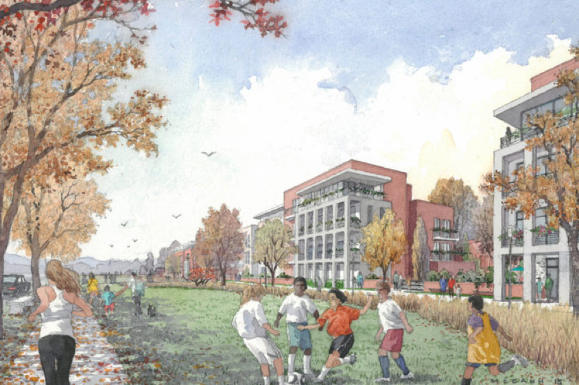 A rendering of the Edge-on-Hudson development that is planned to have 24 acres of public space, including 16 acres of parkland and trails, a 140-room hotel and 1,177 housing units. Credit Hart Howerton/Edge-On-Hudson